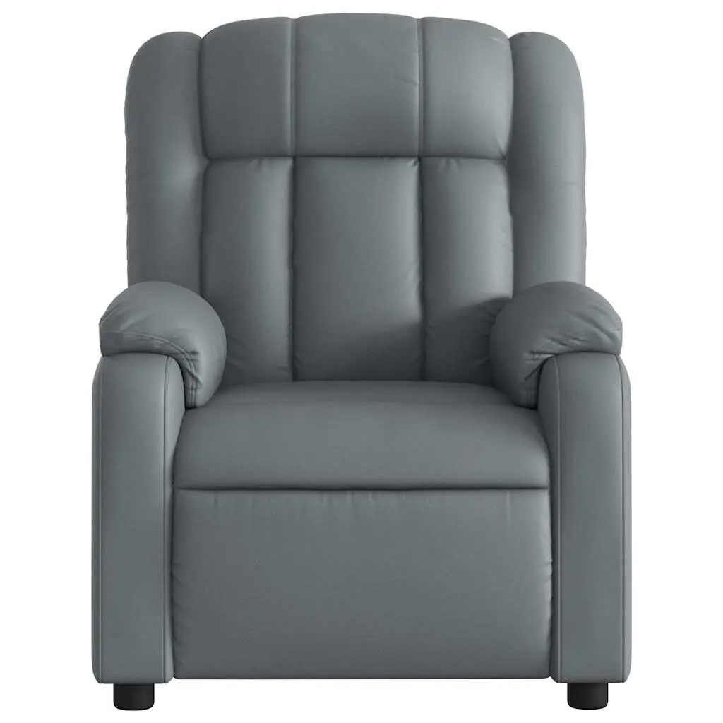 Massage Recliner Chair Grey Faux Leather Manual Recline Armchair Vibration