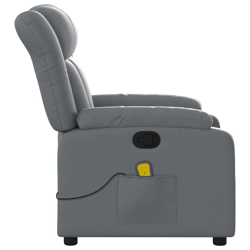 Massage Recliner Chair Grey Faux Leather Manual Recline Armchair Vibration