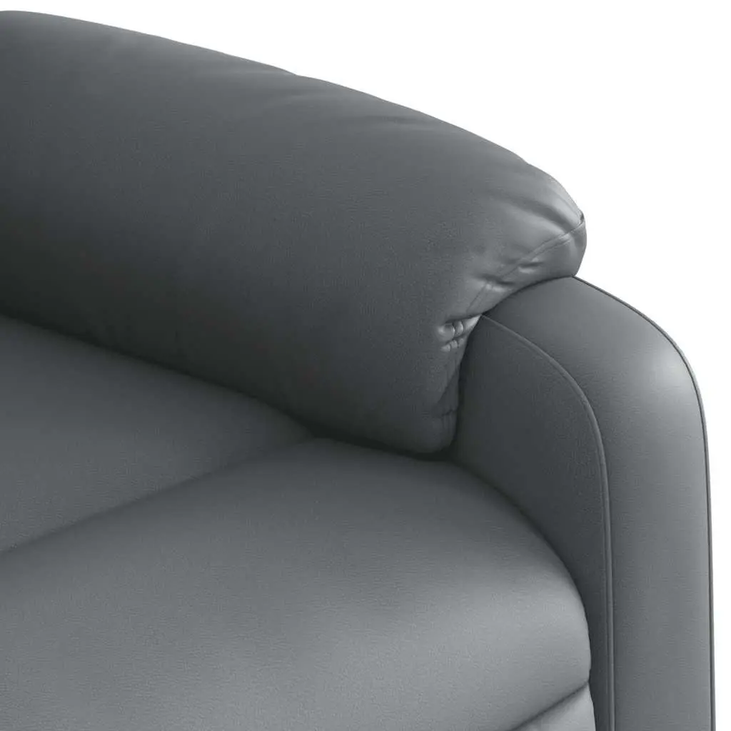 Massage Recliner Chair Grey Faux Leather Manual Recline Armchair Vibration