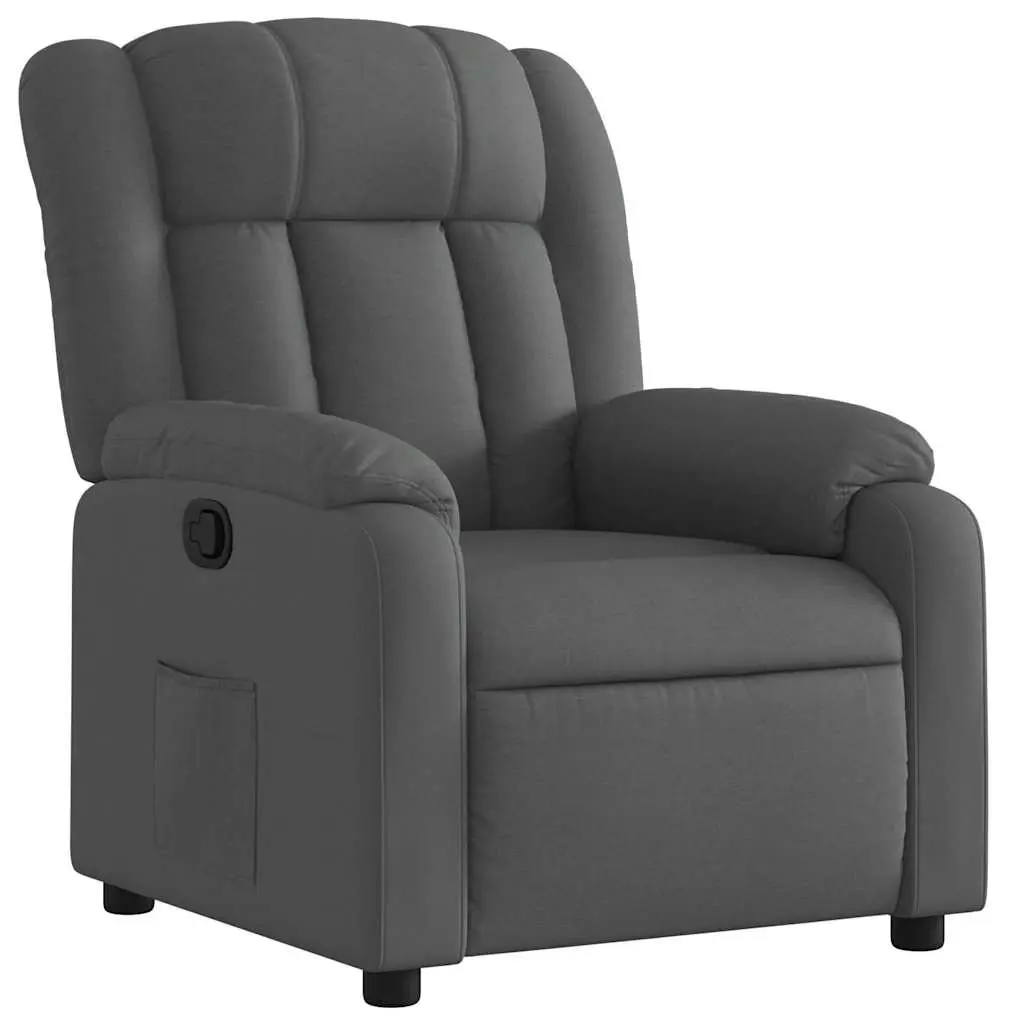 Recliner Chair Manual Reclining Dark Grey Fabric 135 Degrees