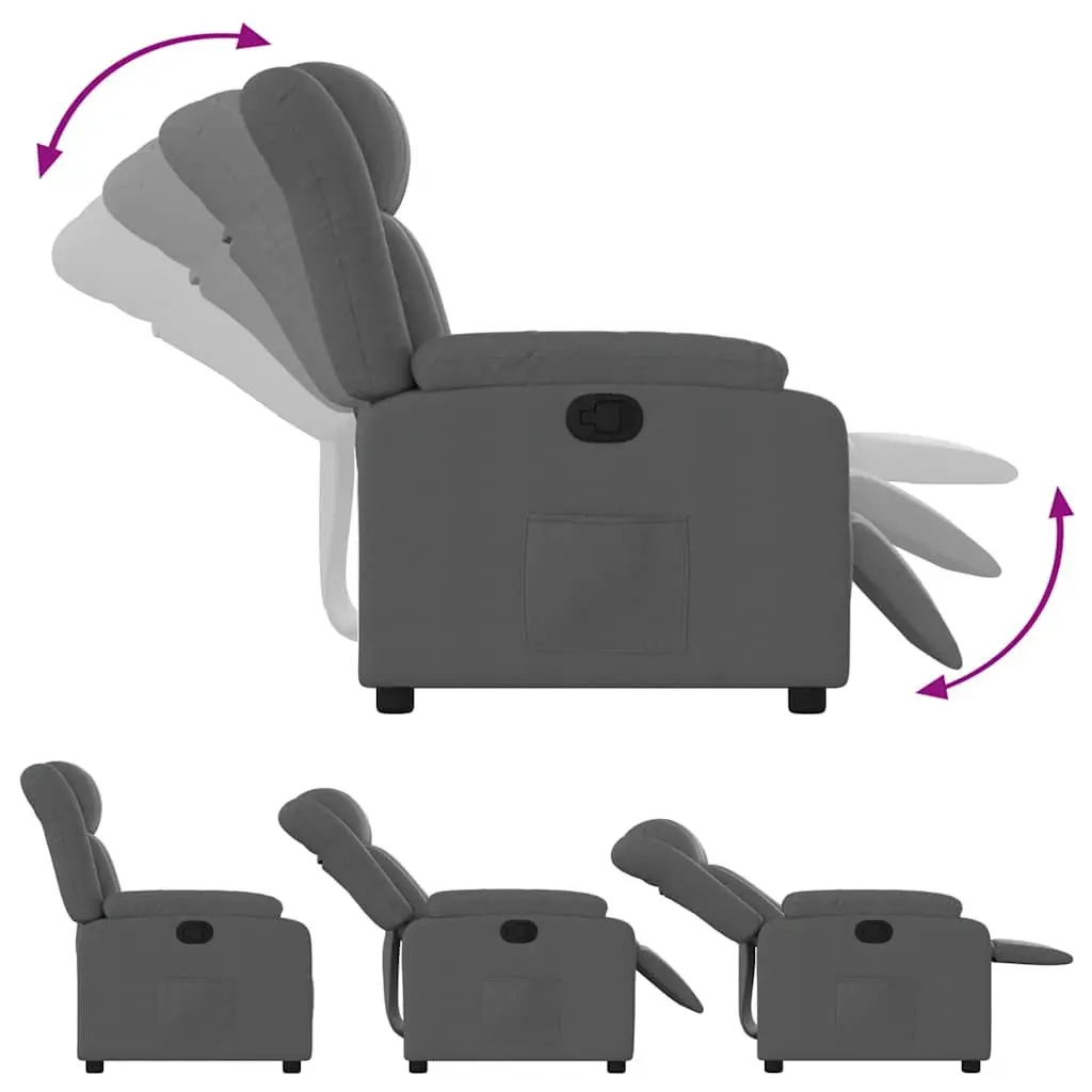 Recliner Chair Manual Reclining Dark Grey Fabric 135 Degrees
