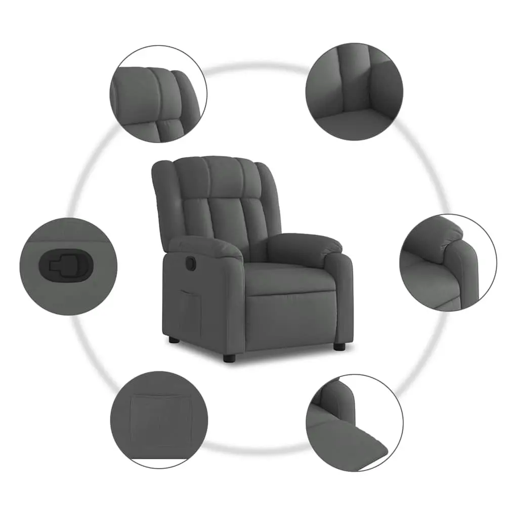 Recliner Chair Manual Reclining Dark Grey Fabric 135 Degrees
