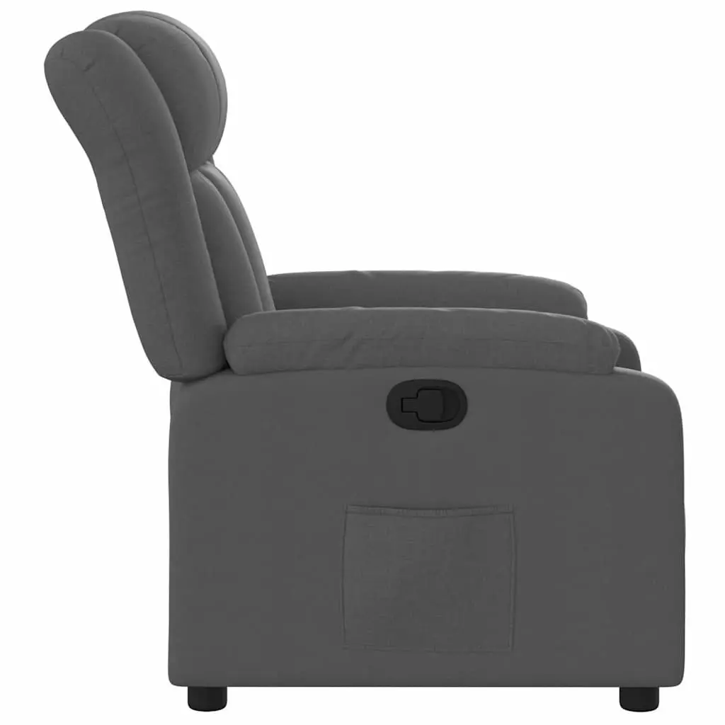 Recliner Chair Manual Reclining Dark Grey Fabric 135 Degrees