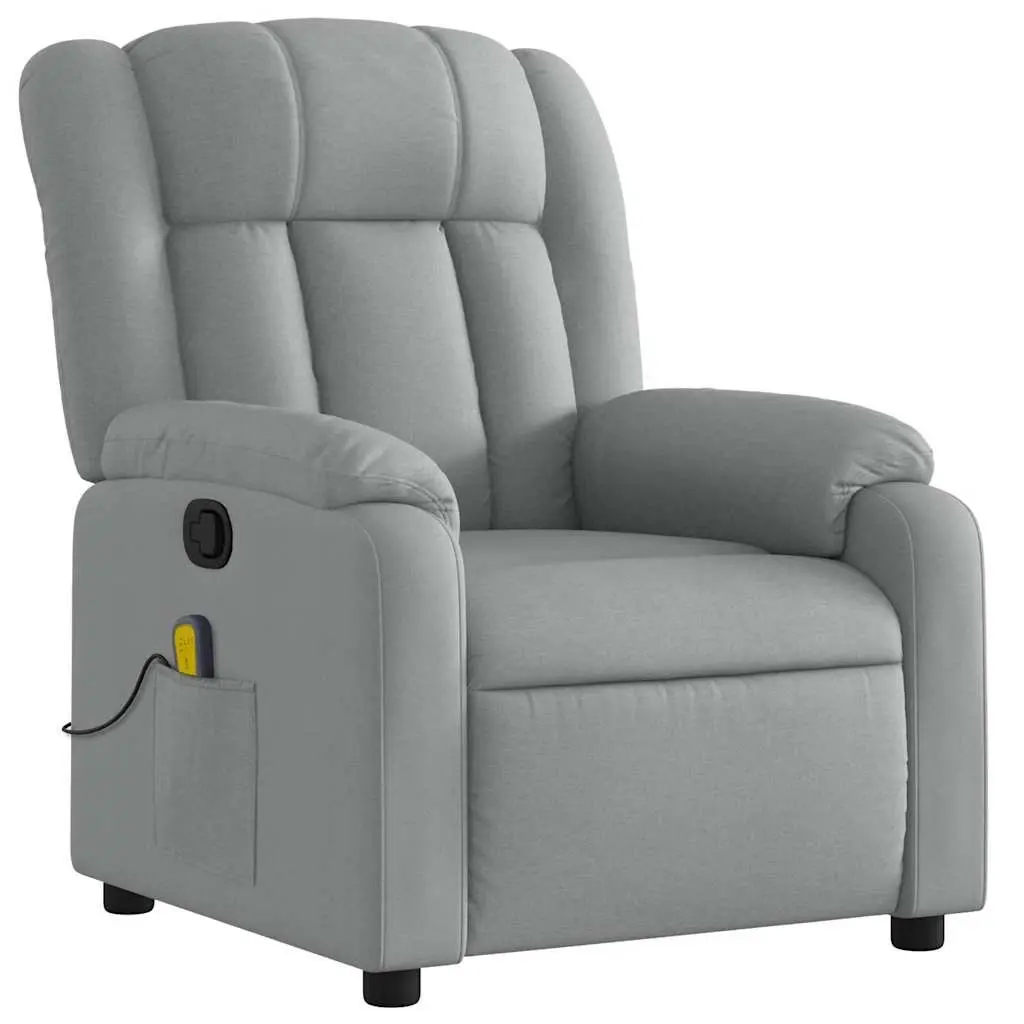 Massage Recliner Chair Manual Recline Light Grey Fabric 135 Degrees