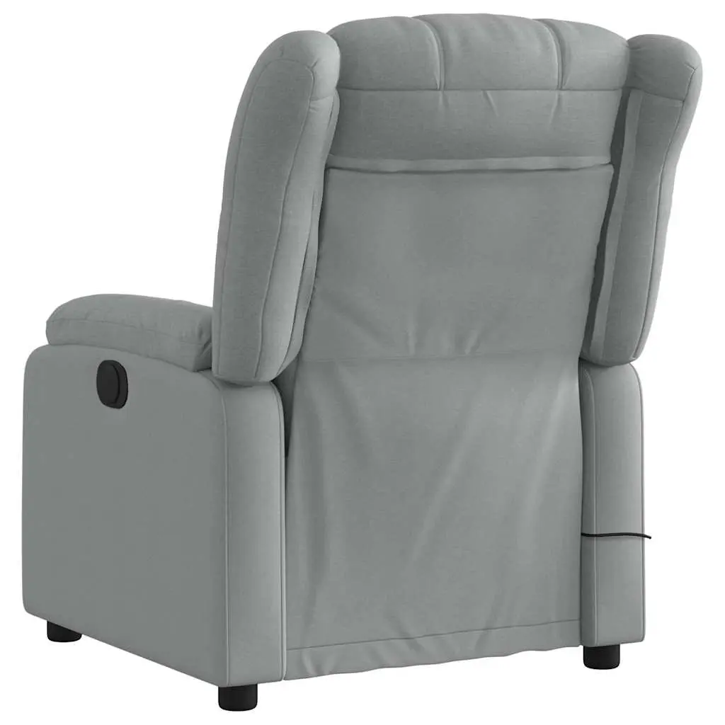 Massage Recliner Chair Manual Recline Light Grey Fabric 135 Degrees