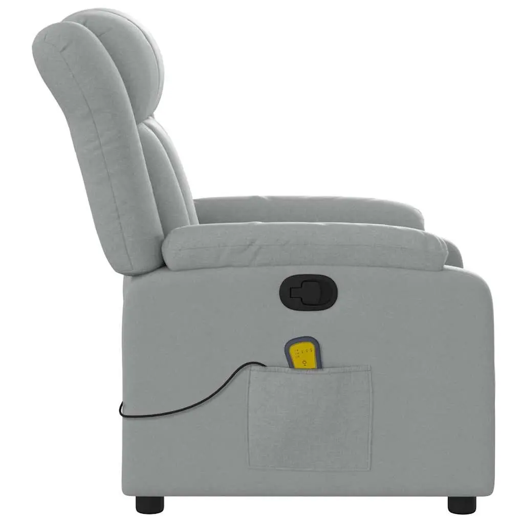 Massage Recliner Chair Manual Recline Light Grey Fabric 135 Degrees