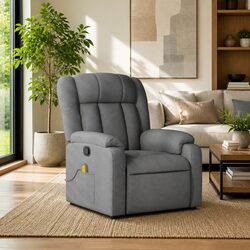 Massage Recliner Chair Manual Recline Armchair Vibration 6 Points Grey Fabric