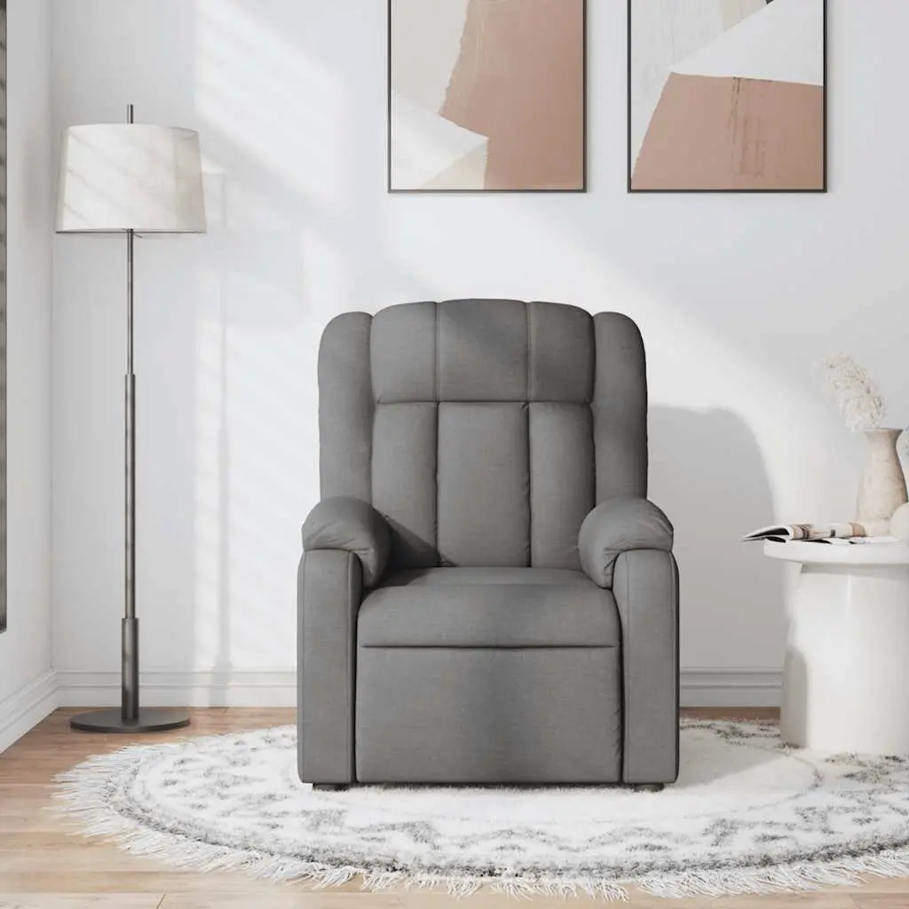 Massage Recliner Chair Manual Recline 6 Point Vibration Grey Fabric