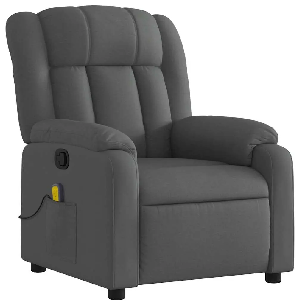 Massage Recliner Chair Manual Recline 6 Point Vibration Grey Fabric