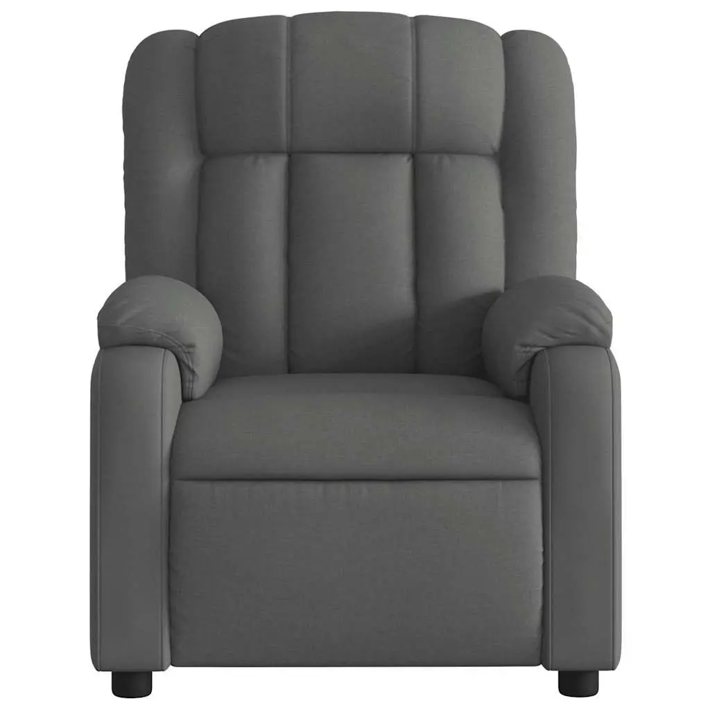 Massage Recliner Chair Manual Recline 6 Point Vibration Grey Fabric