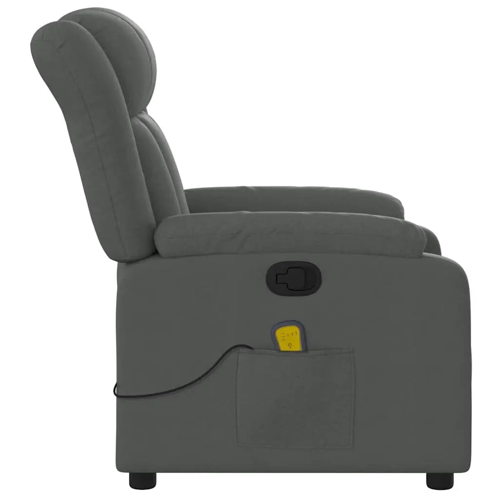 Massage Recliner Chair Manual Recline 6 Point Vibration Grey Fabric