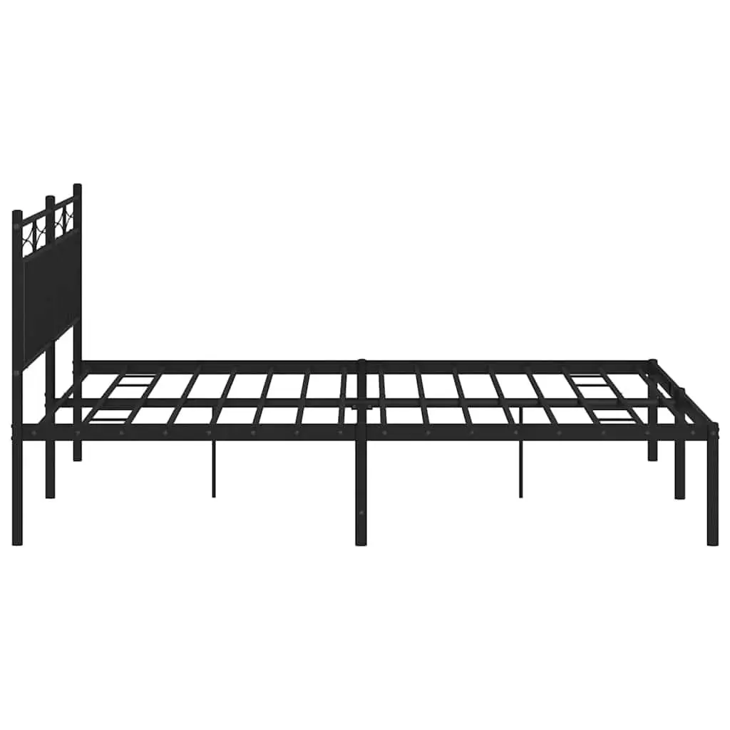 Metal Bed Frame 150x200 cm with Headboard in Black