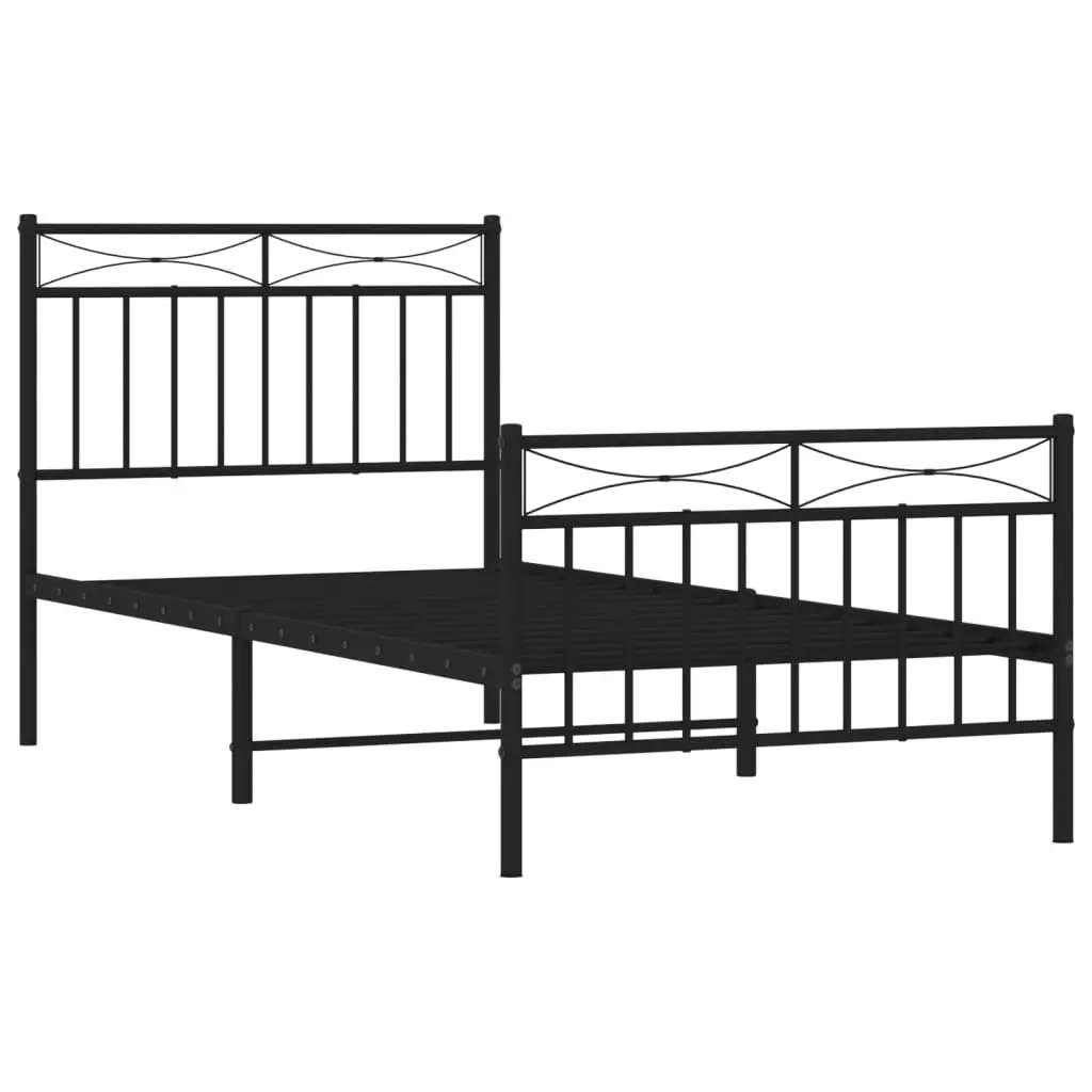 Metal Bed Frame 90x190 cm in Black