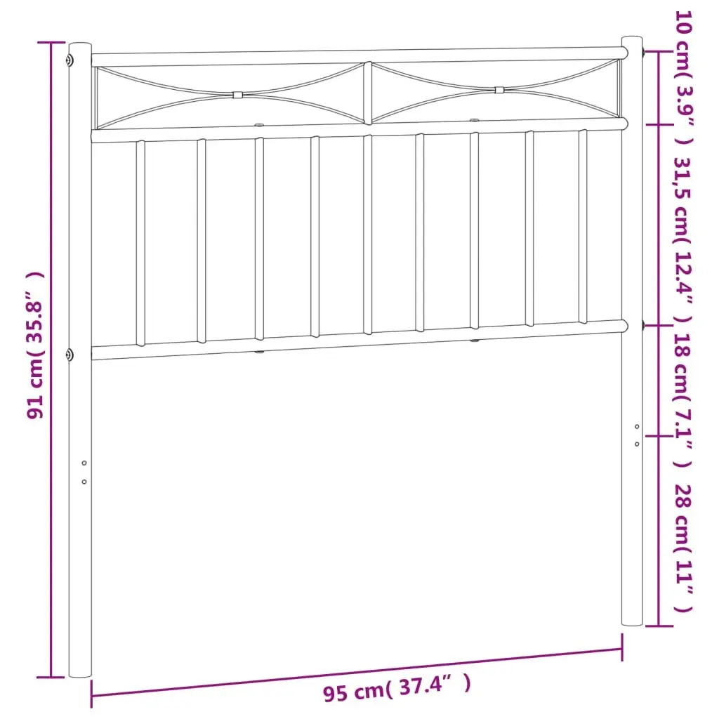 90cm Metal Headboard in Black