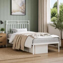 Your New White Metal Bed Frame with Headboard 90x190 cm