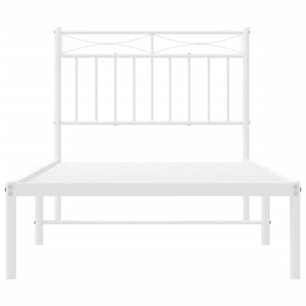 Metal Bed Frame with Headboard White 90x190 cm Steel