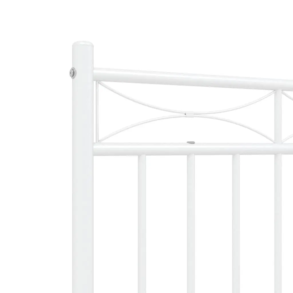Metal Bed Frame with Footboard White 150x200 cm Slatted Base