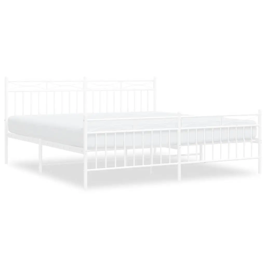 King Size Metal Bed Frame in White