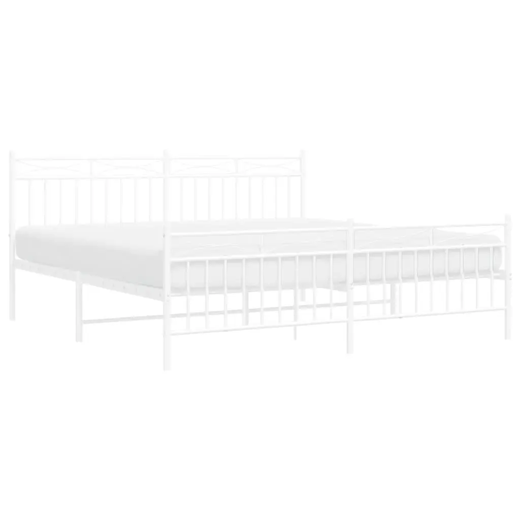 King Size Metal Bed Frame in White