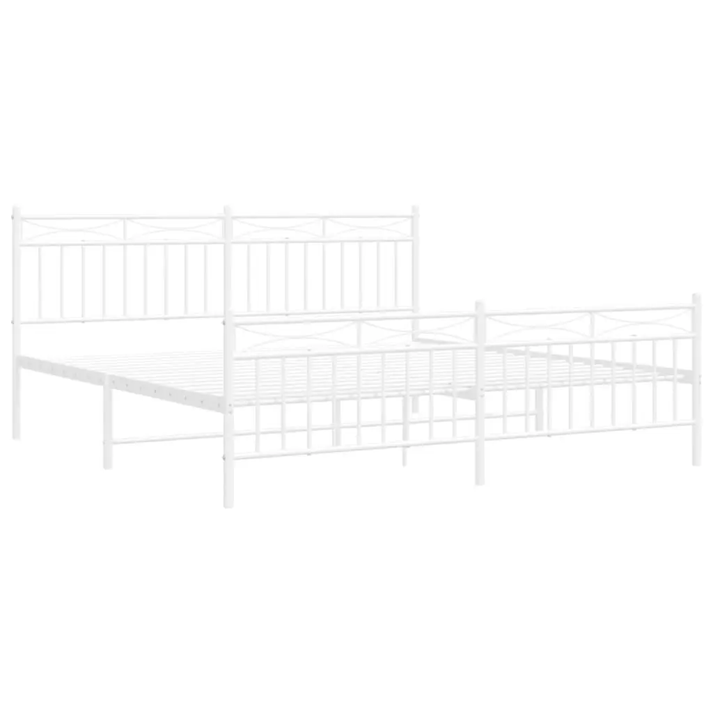 King Size Metal Bed Frame in White