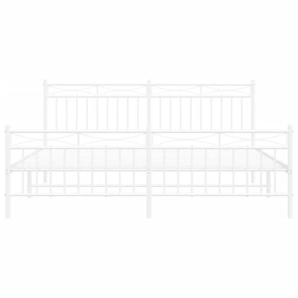 King Size Metal Bed Frame in White