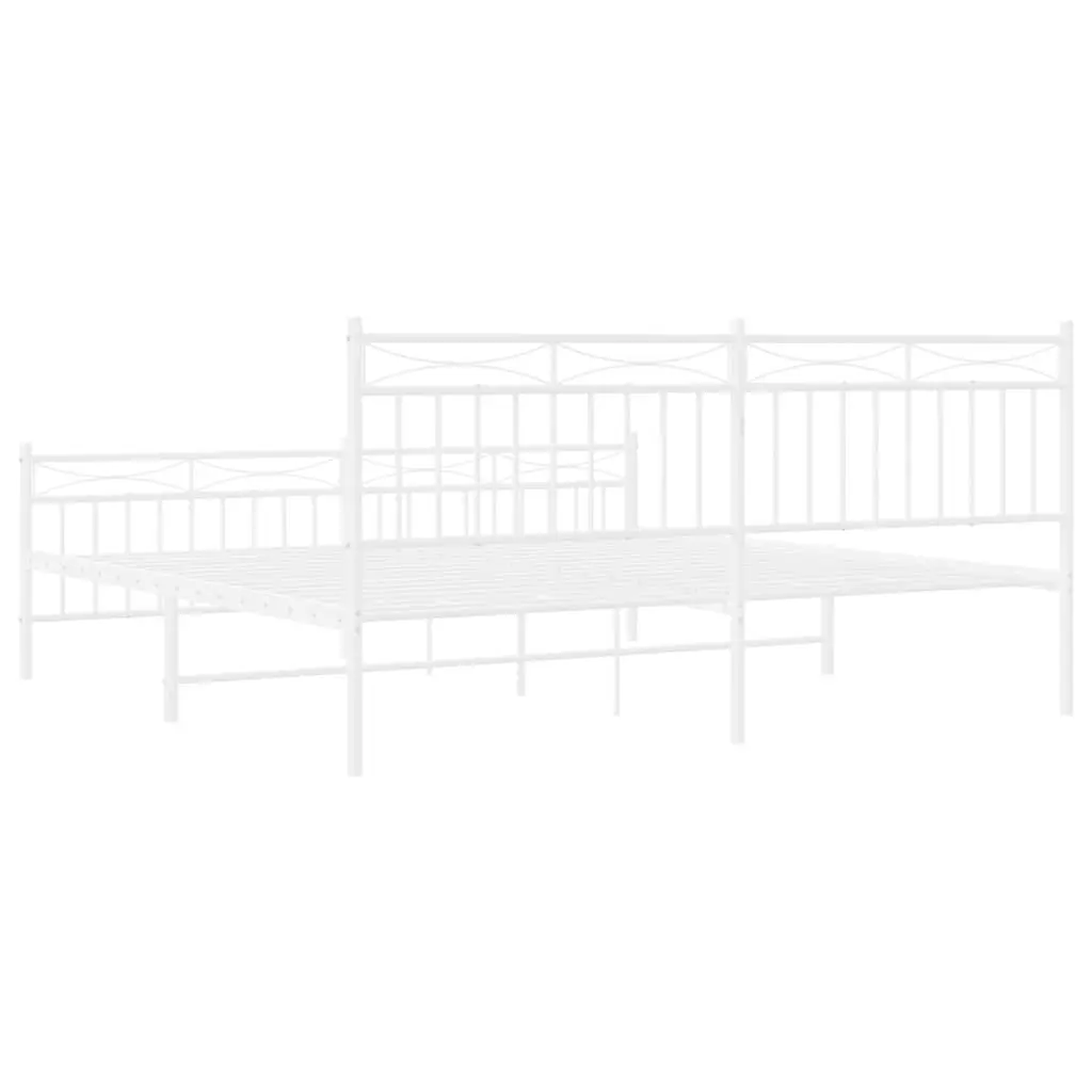 King Size Metal Bed Frame in White