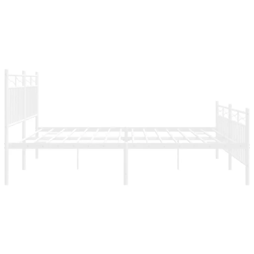 King Size Metal Bed Frame in White