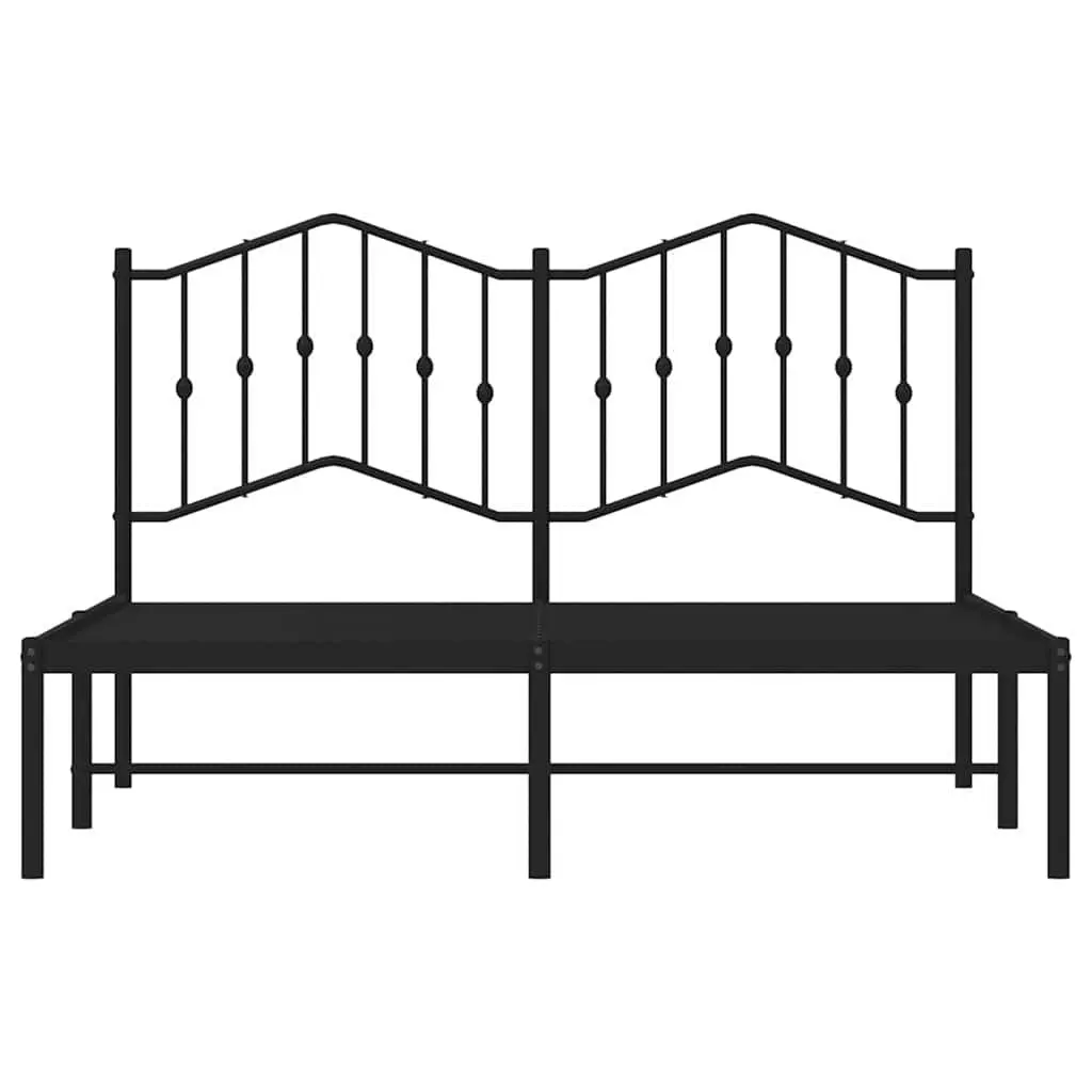 Metal Bed Frame with Headboard Black 135x190 cm Steel Slats