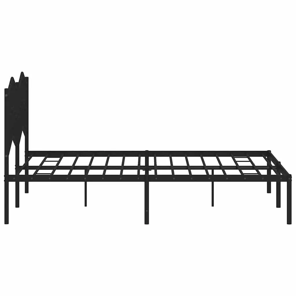 Metal Bed Frame with Headboard Black 135x190 cm Steel Slats