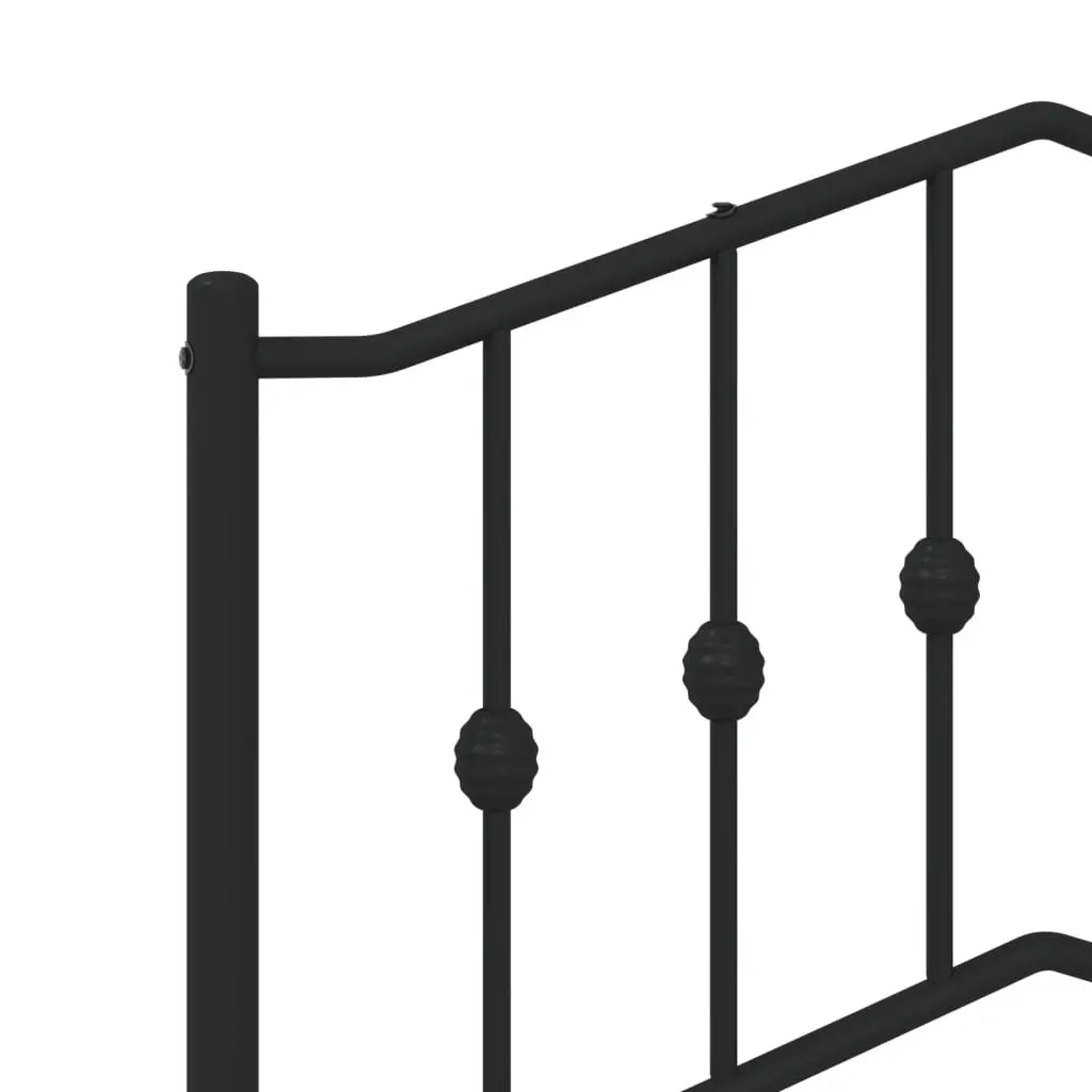 Metal Bed Frame King 183x203 cm with Footboard Headboard Black Bedroom Furniture