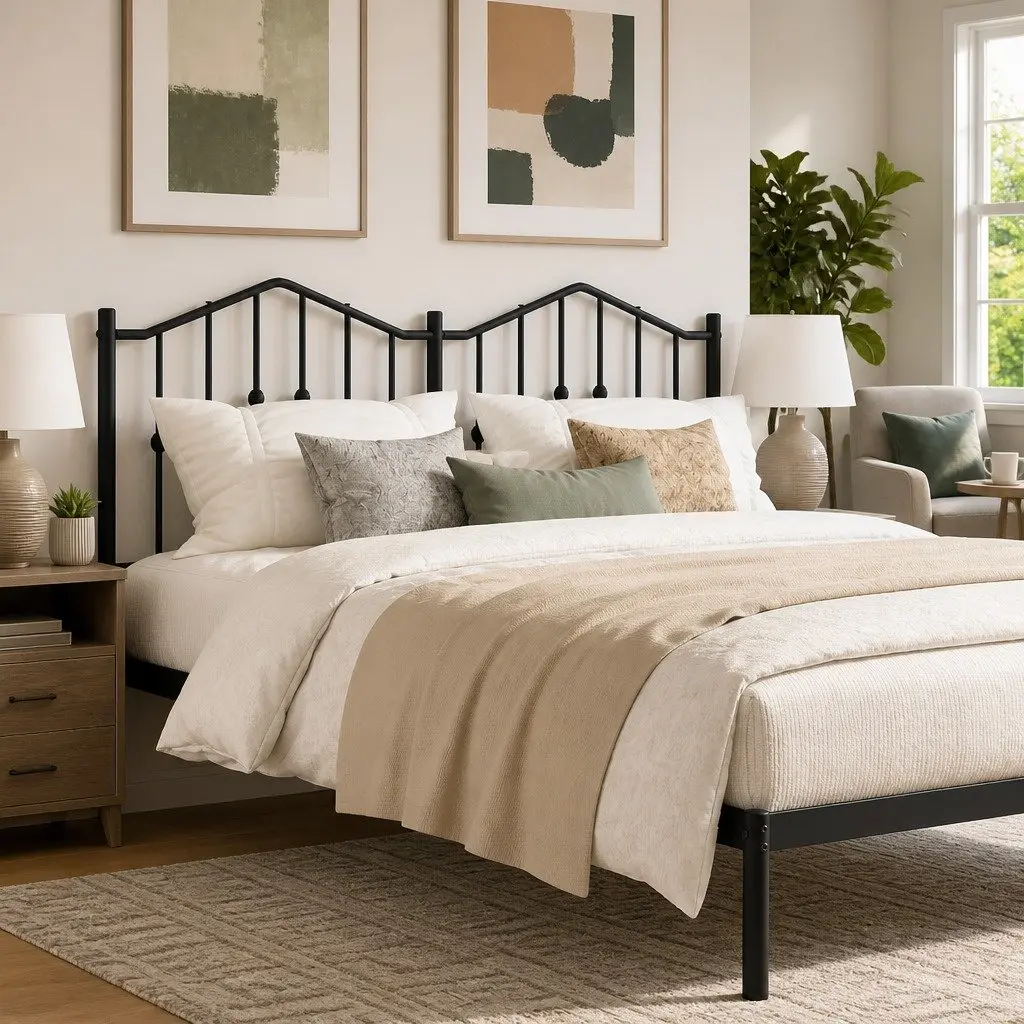 Black Metal Headboard for Comfort