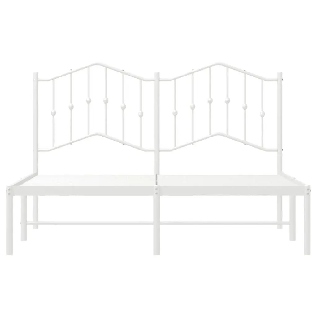 Metal Bed Frame with Headboard White 150x200 cm Slatted Base Bedroom Furniture