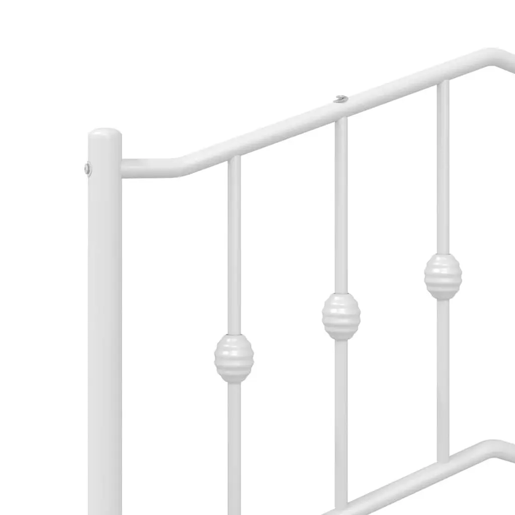 Metal Bed Frame King Size White with Headboard Slatted Base 183x203 cm