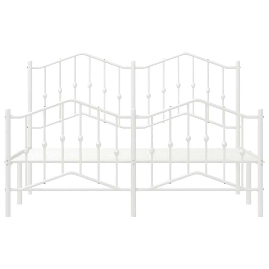 Metal Bed Frame White with Headboard Footboard 135x190 cm