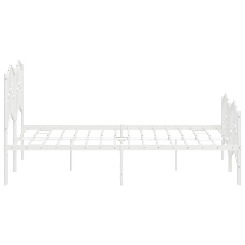 Metal Bed Frame 150x200 cm with Footboard Headboard White Bedroom Furniture