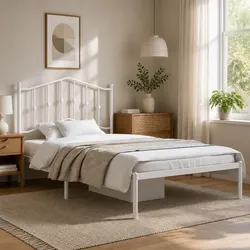 Your Stylish 135x190cm Metal Bed Frame with Headboard