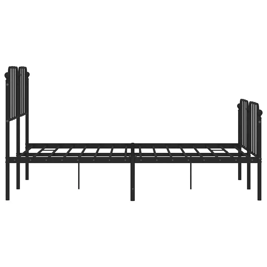 Metal Bed Frame with Headboard and Footboard Black 150x200 cm
