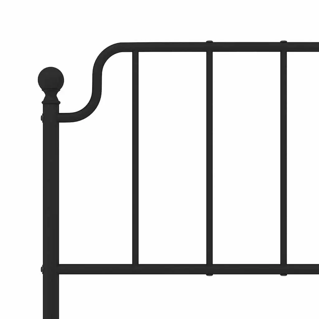 Metal Bed Frame with Headboard and Footboard Black 150x200 cm