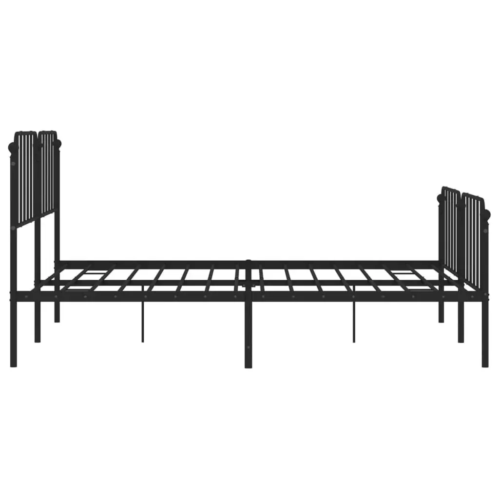 Metal Bed Frame King 183x203 cm with Footboard Headboard Black Bedroom Furniture