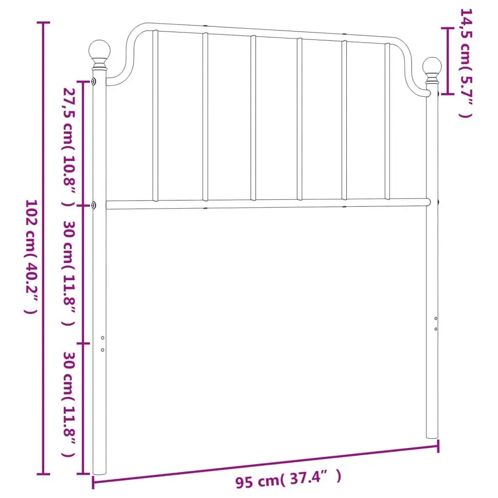 Metal Headboard Black 90cm Bed Head Steel Bedroom Furniture Round Tube Legs