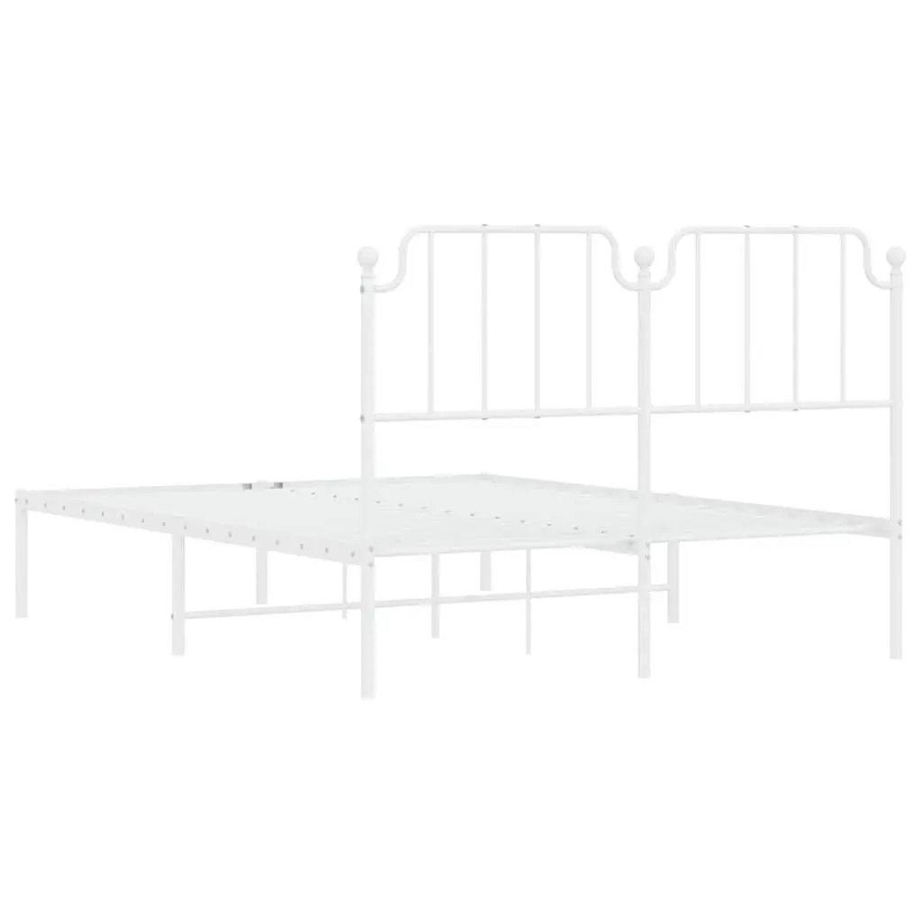 Metal Bed Frame with Headboard White 150x200 cm