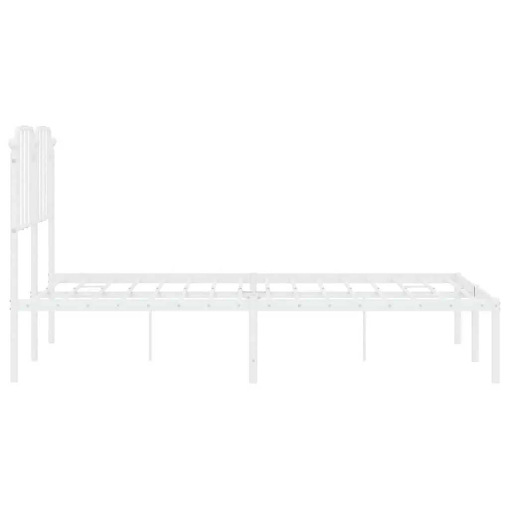 Metal Bed Frame with Headboard White 150x200 cm