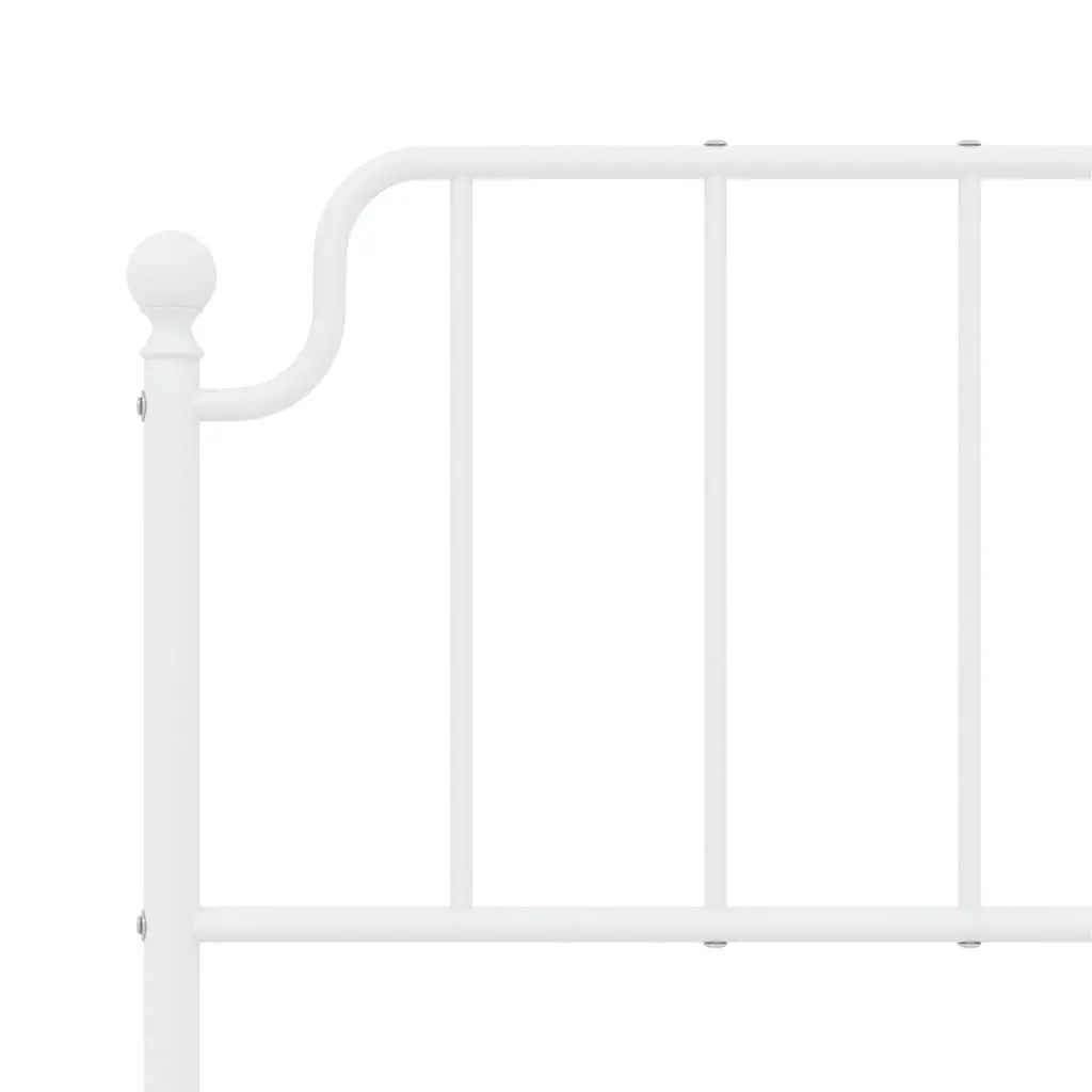 Metal Bed Frame with Headboard White 150x200 cm