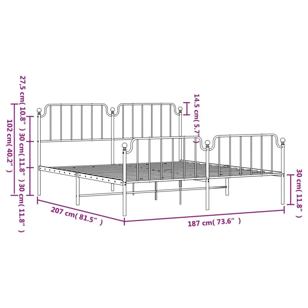 King Size Metal Bed Frame with Headboard