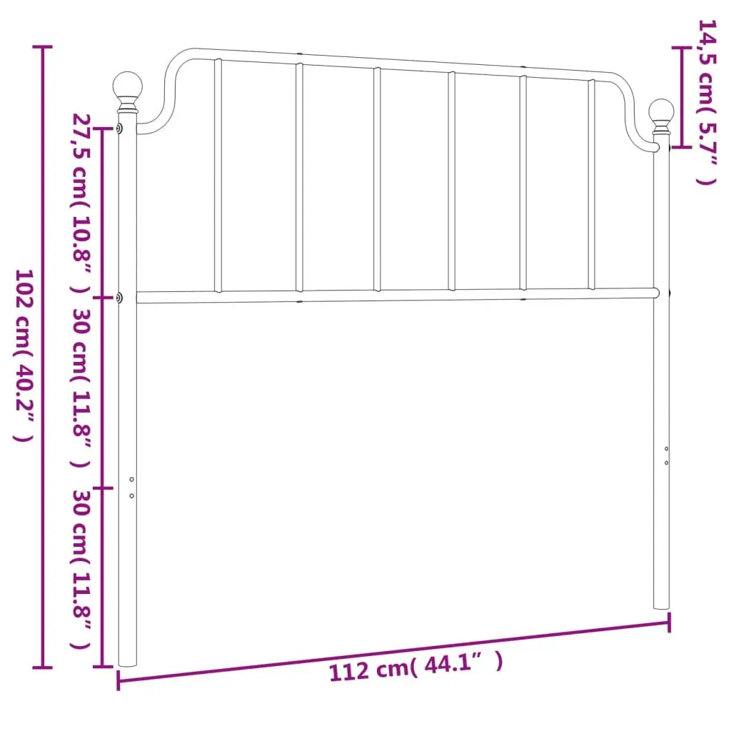 Metal Headboard White 107cm Powder Coated Steel