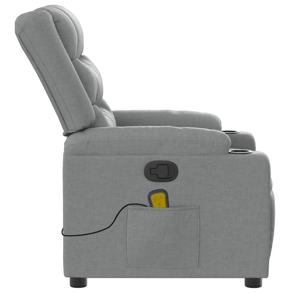 Massage Recliner Chair Manual Reclining Grey Fabric Vibration Footrest