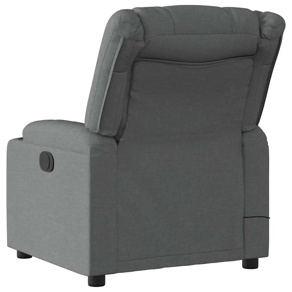 Massage Recliner Chair Manual Recline Grey Fabric 6 Points Vibration Armchair