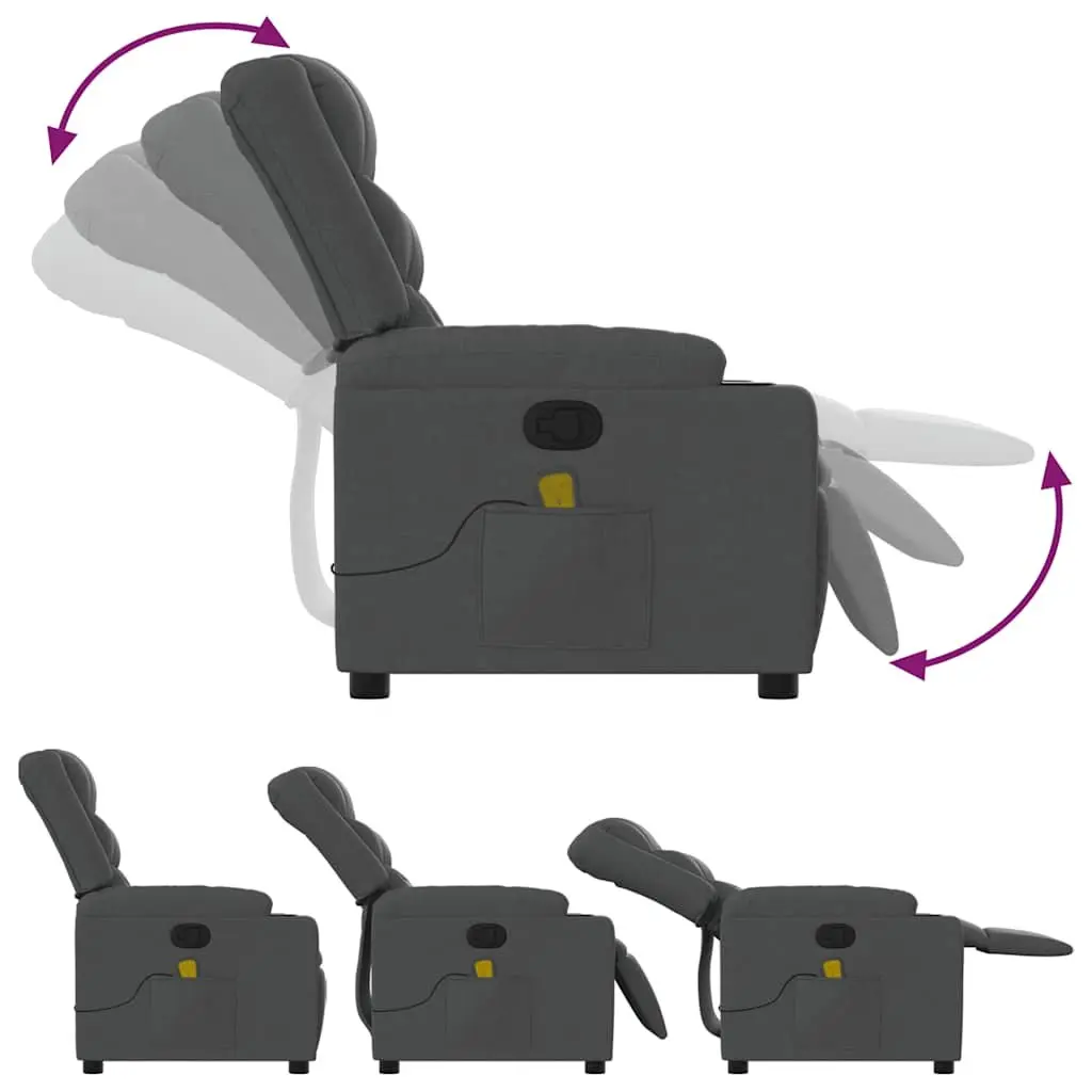 Massage Recliner Chair Manual Recline Grey Fabric 6 Points Vibration Armchair