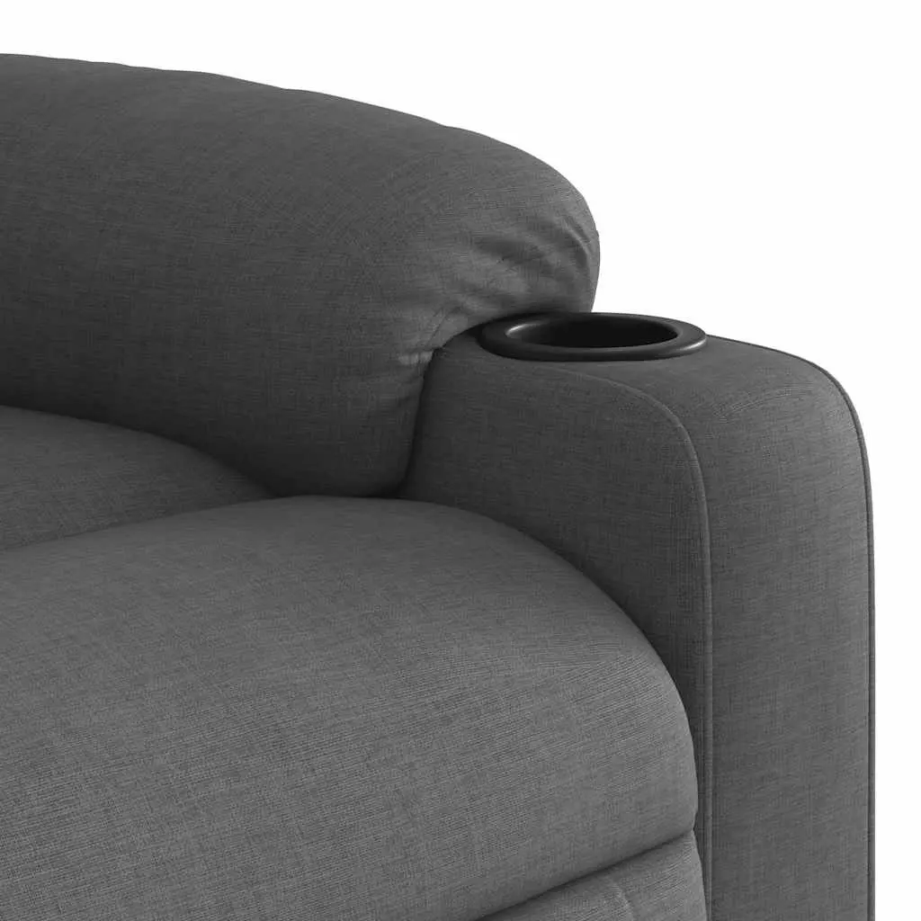 Massage Recliner Chair Manual Recline Grey Fabric 6 Points Vibration Armchair