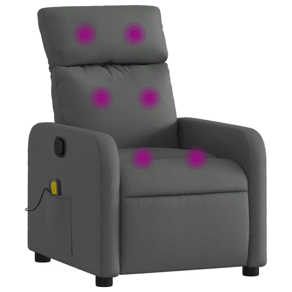 Massage Recliner Chair Manual Recline Dark Grey Fabric 6 Vibration Points